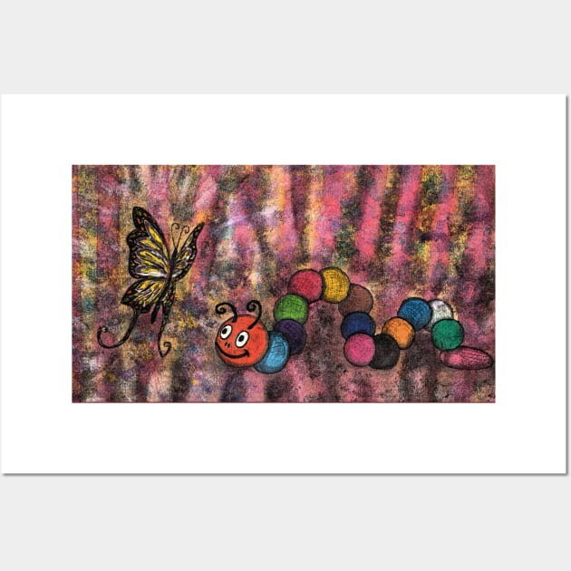 butterfly and stuffed caterpillar Wall Art by ZoNe71